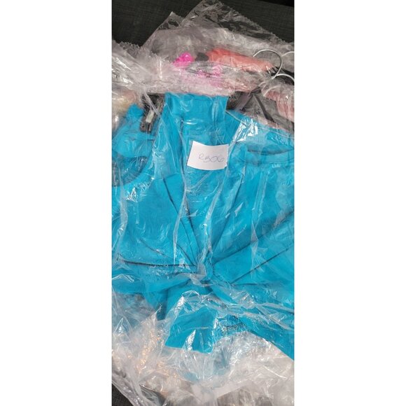 Robin Piccone Ava Tie Cropped T-Shirt Tank Swim Teal Blue Hipster Bikini Set M - Picture 13 of 13